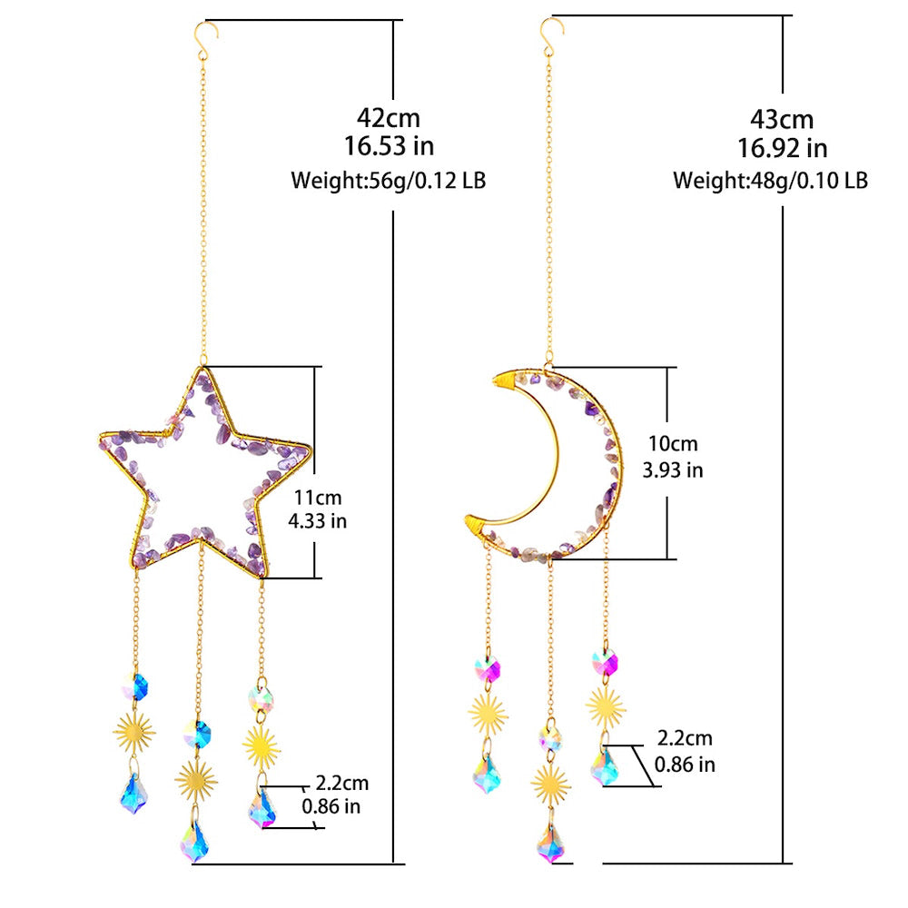 Moon & Star Amethyst Suncatcher Set — Considered Home Styling — Lifestyle 4