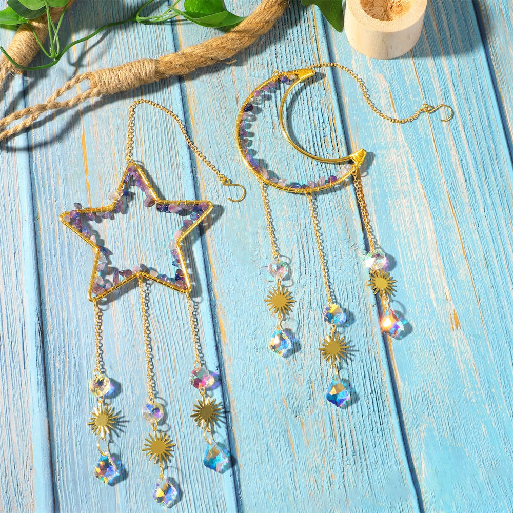 Moon & Star Amethyst Suncatcher Set — Considered Home Styling — Lifestyle 3