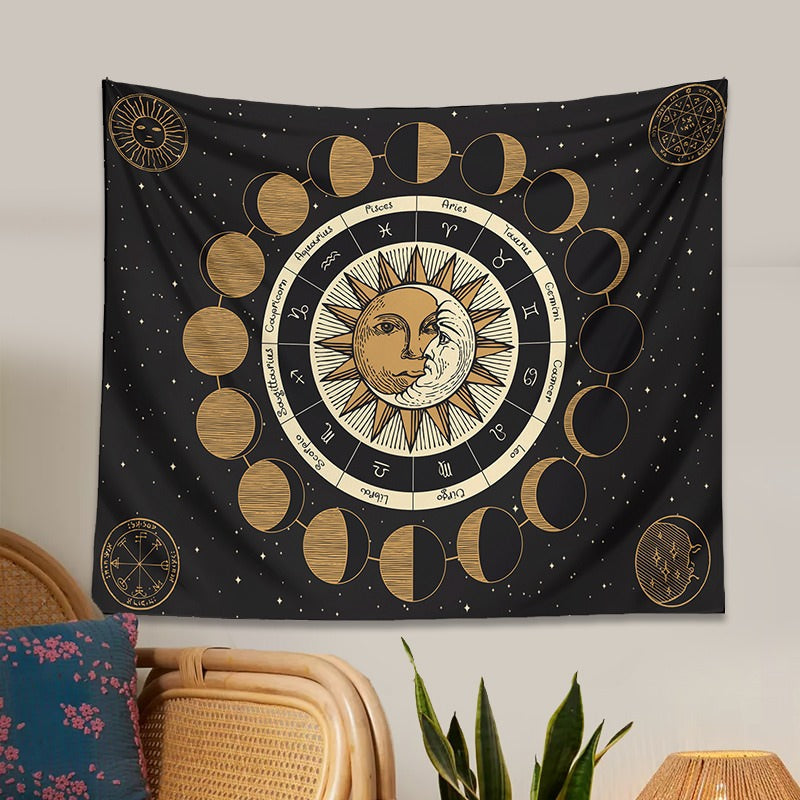 Moon Phases Zodiac Tapestry — Considered Home Styling — Detail