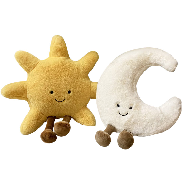 Sun & Moon Plush Cushions — Soft Boho Throw Pillows for Bedroom Styling — Front view