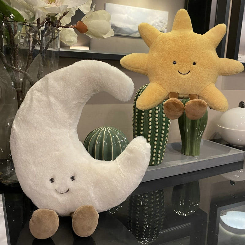 Sun & Moon Plush Cushions — Soft Boho Throw Pillows for Bedroom Styling — Detail