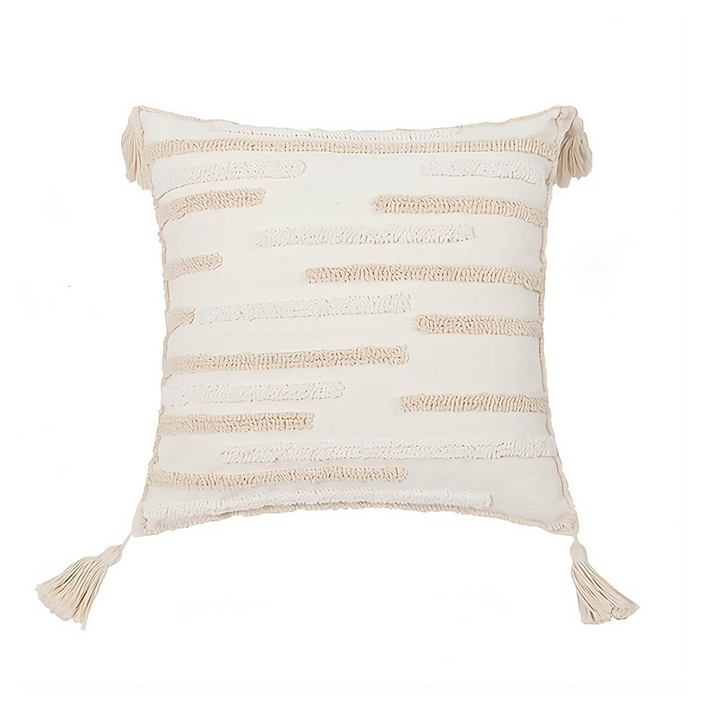 Textured Tufted Stripe Throw Pillow Cover — Soft Textured Pillow for Bedroom Layering — Lifestyle 7