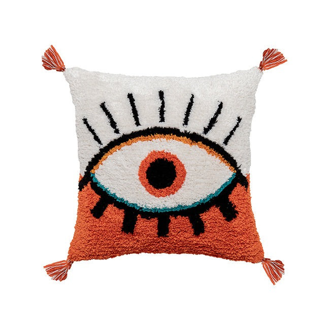 The Eye Tufted Cushion Cover — Soft Textured Pillow for Bedroom Layering — Front view