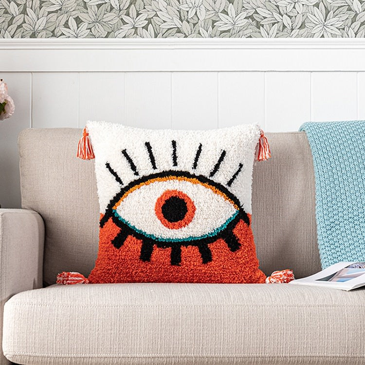 The Eye Tufted Cushion Cover — Soft Textured Pillow for Bedroom Layering — Lifestyle 1