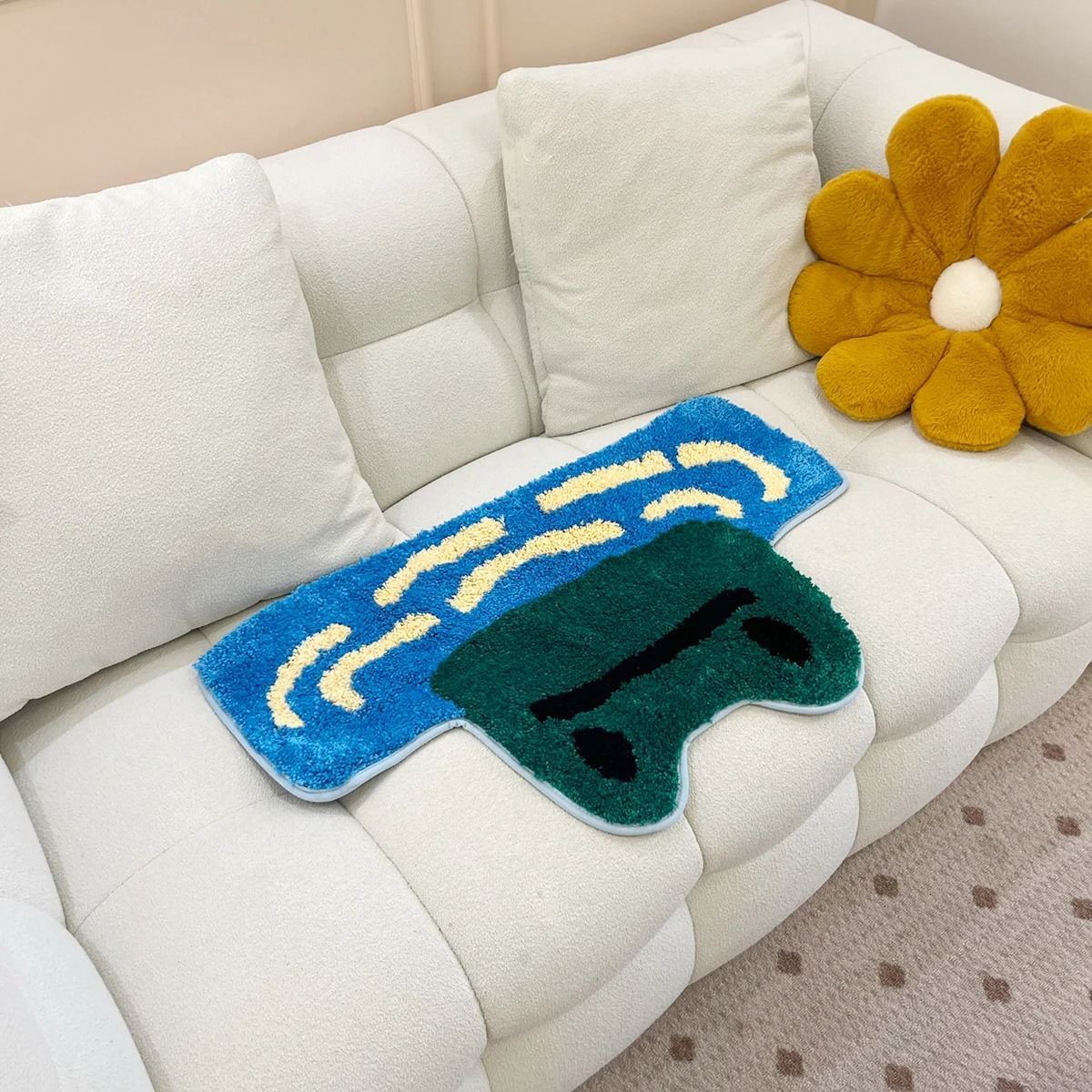 Frog in a Pond Tufted Rug — Soft Accent Rug for Bedroom Layering — Lifestyle 3