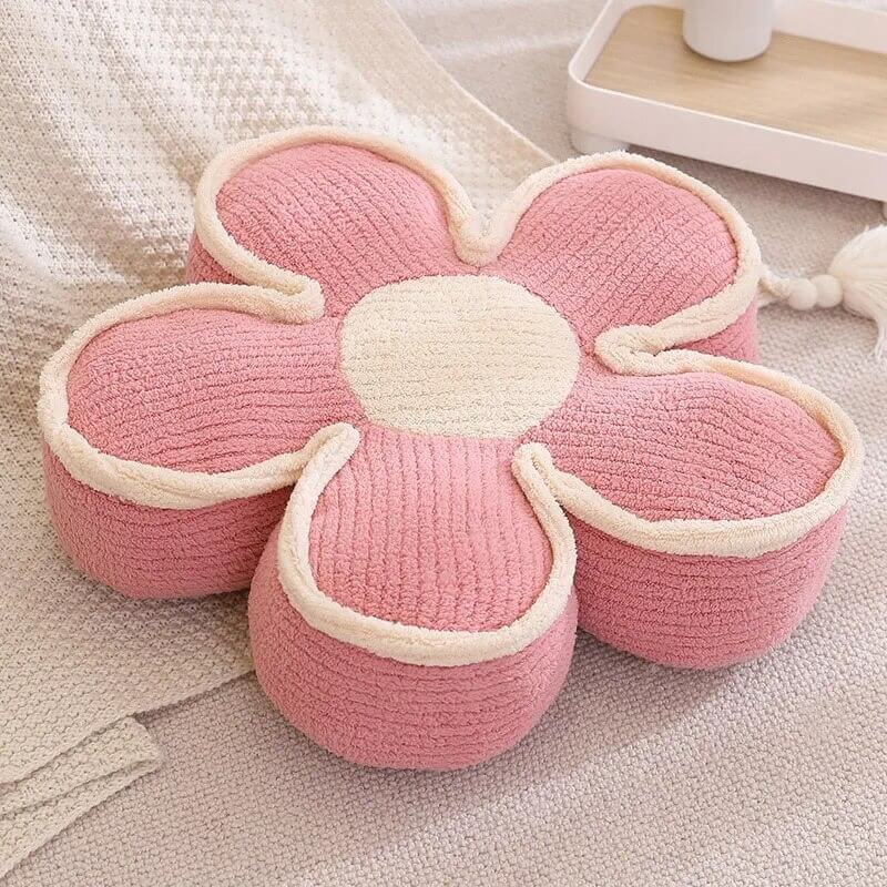 Pastel Plush Flower Throw Pillow — Lifestyle 7