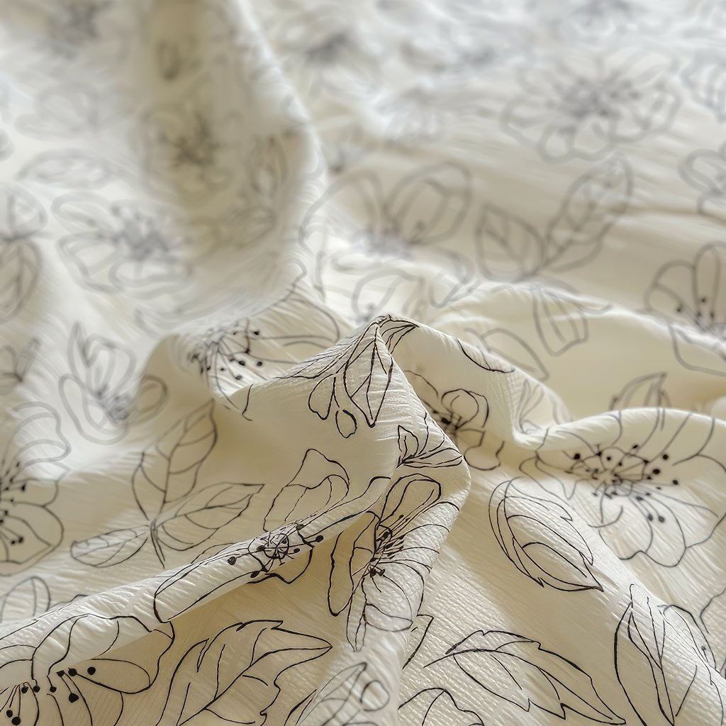 Thin Outline Floral Print Brown Shaded Bedding Set — Soft-Touch Cotton Duvet & Pillowcases — Lifestyle 3