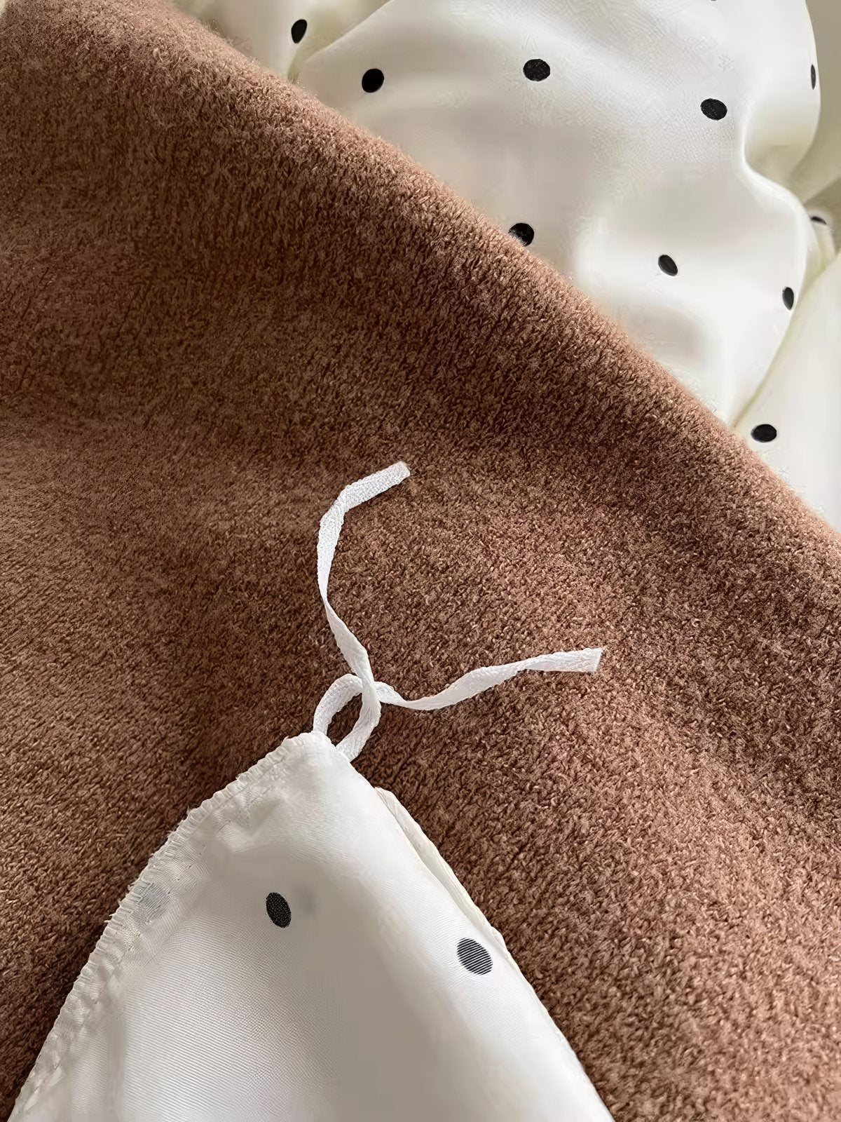 Polka Dot Bedding Set — Cream Cotton-Blend Duvet Cover with Gingham Sheet — Lifestyle 1