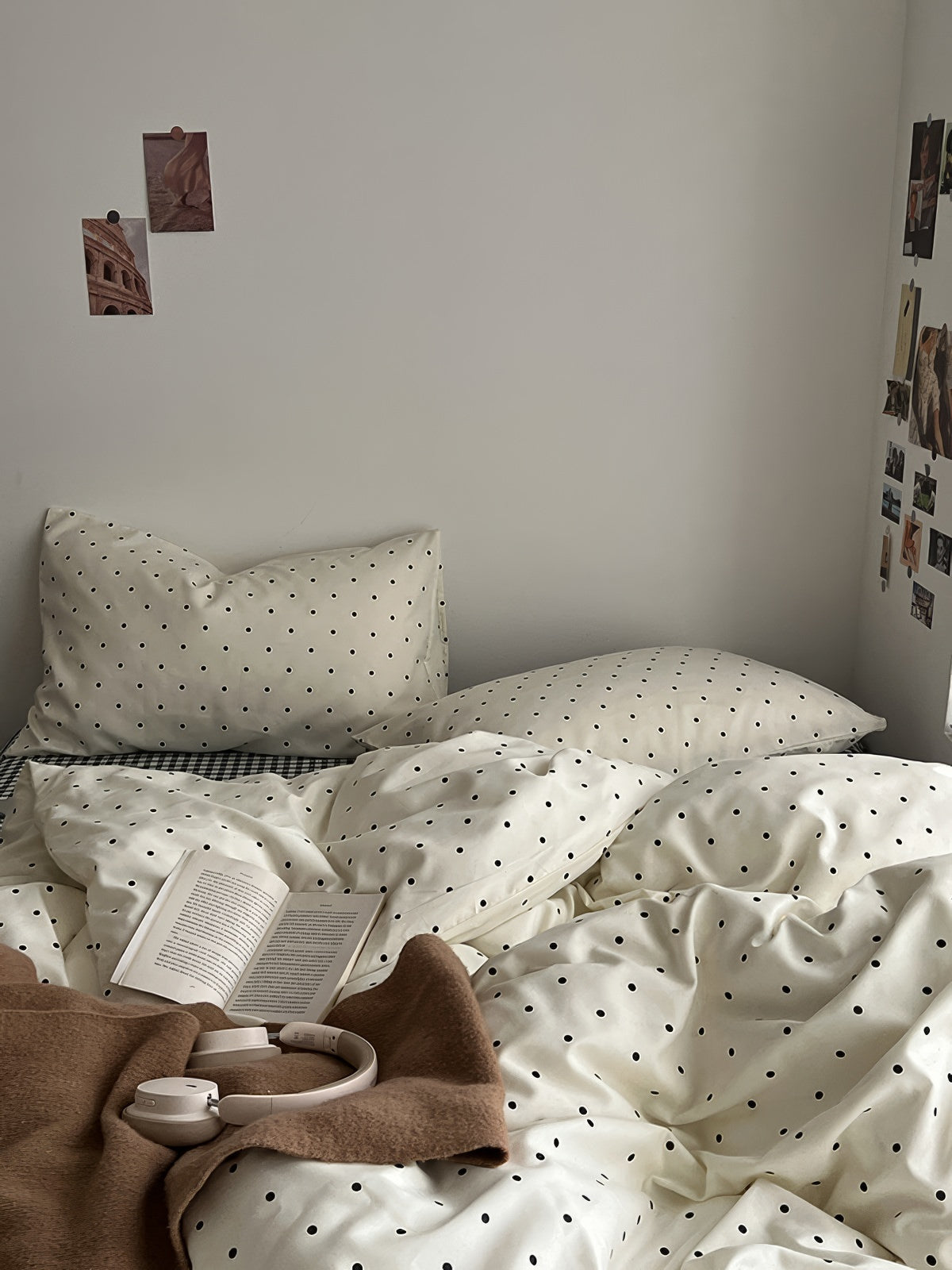 Simple Polka Dot Bedding Set — Soft-Touch Cotton Duvet & Pillowcases — Front view