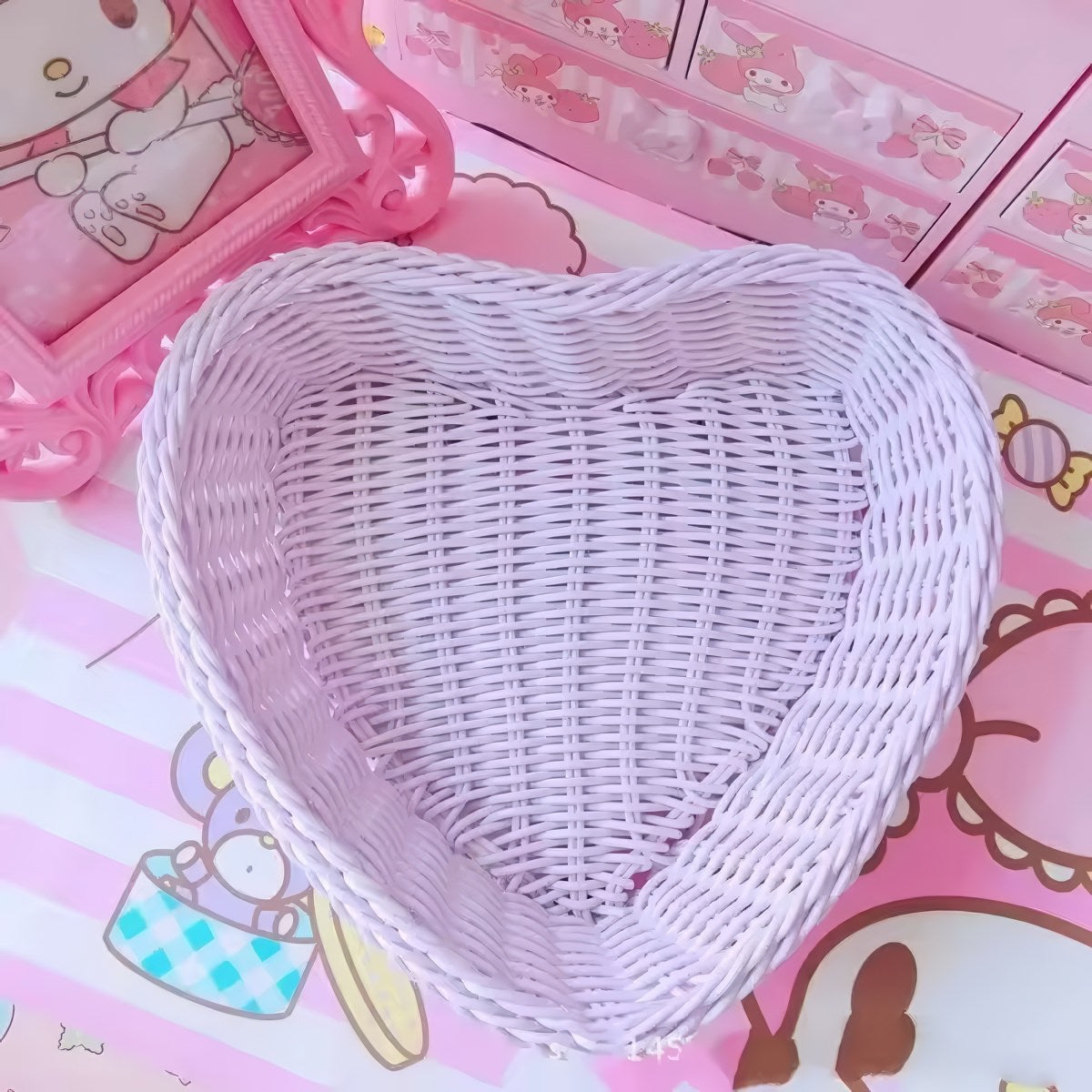 Heart-Shaped Pastel Woven Storage Basket — Considered Home Styling — Lifestyle 4