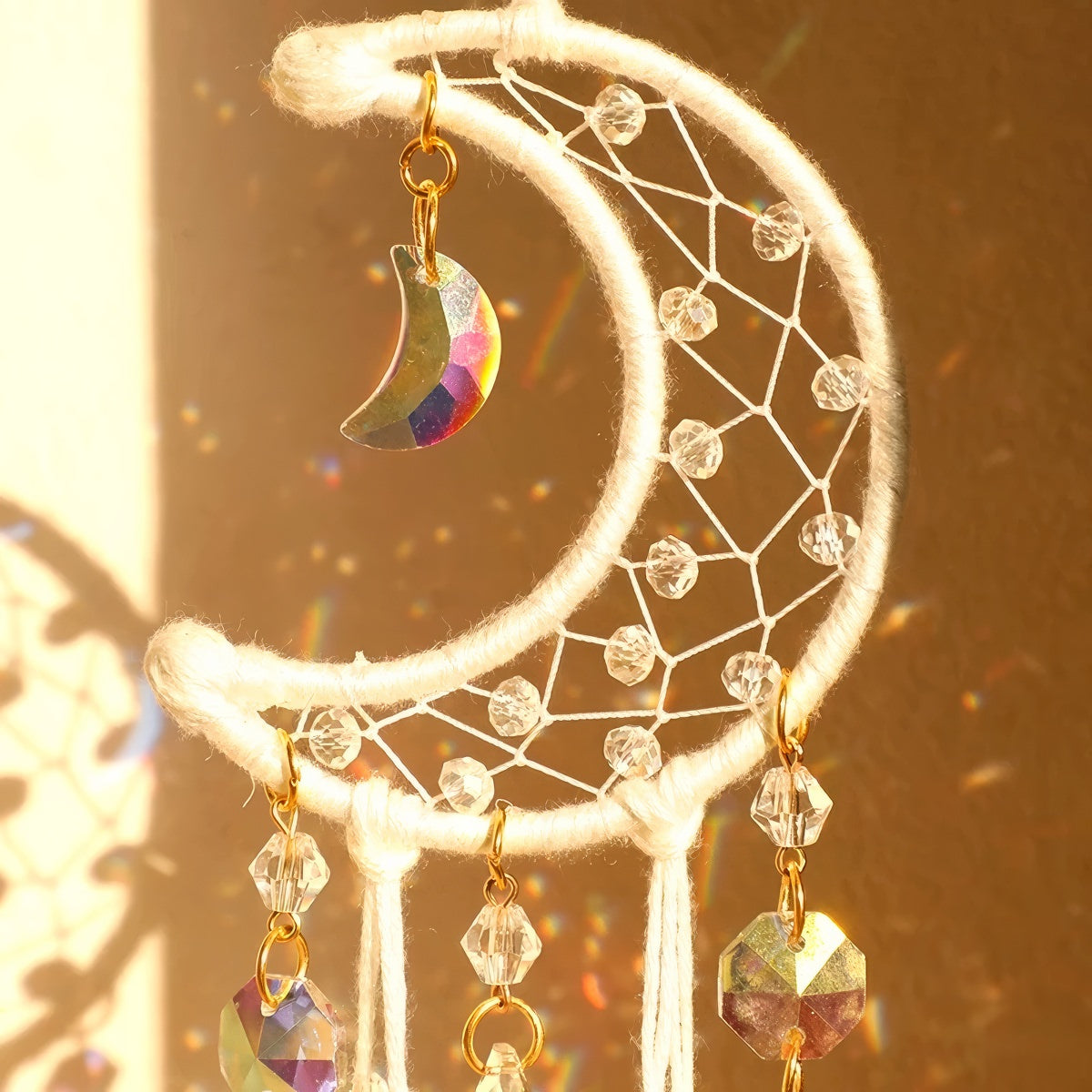 Crescent Moon Beaded Suncatcher — Considered Home Styling — Detail