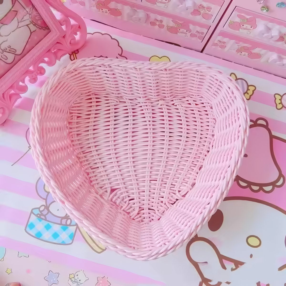 Heart-Shaped Pastel Woven Storage Basket — Considered Home Styling — Lifestyle 2