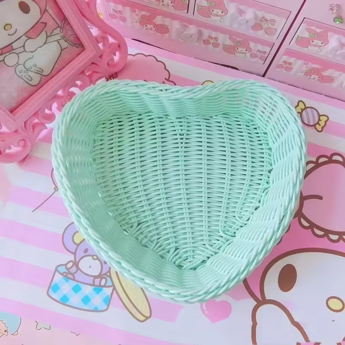 Heart-Shaped Pastel Woven Storage Basket — Considered Home Styling — Lifestyle 3