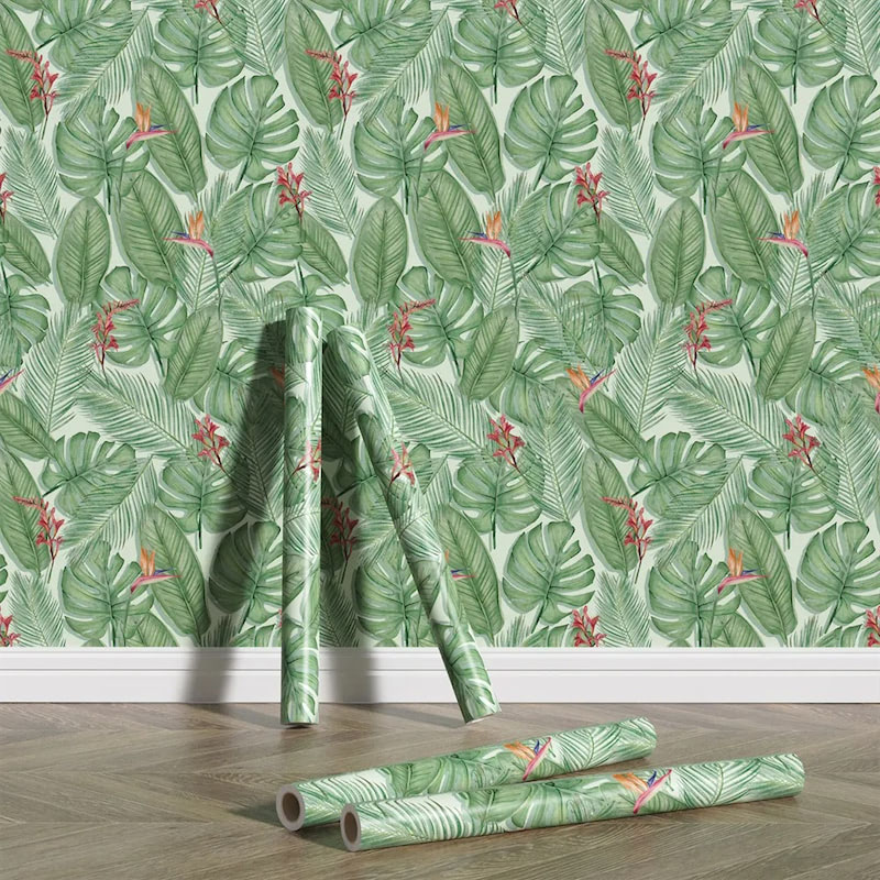 Tropical Leaves Pattern Removable Wallpaper — Considered Home Styling — Front view