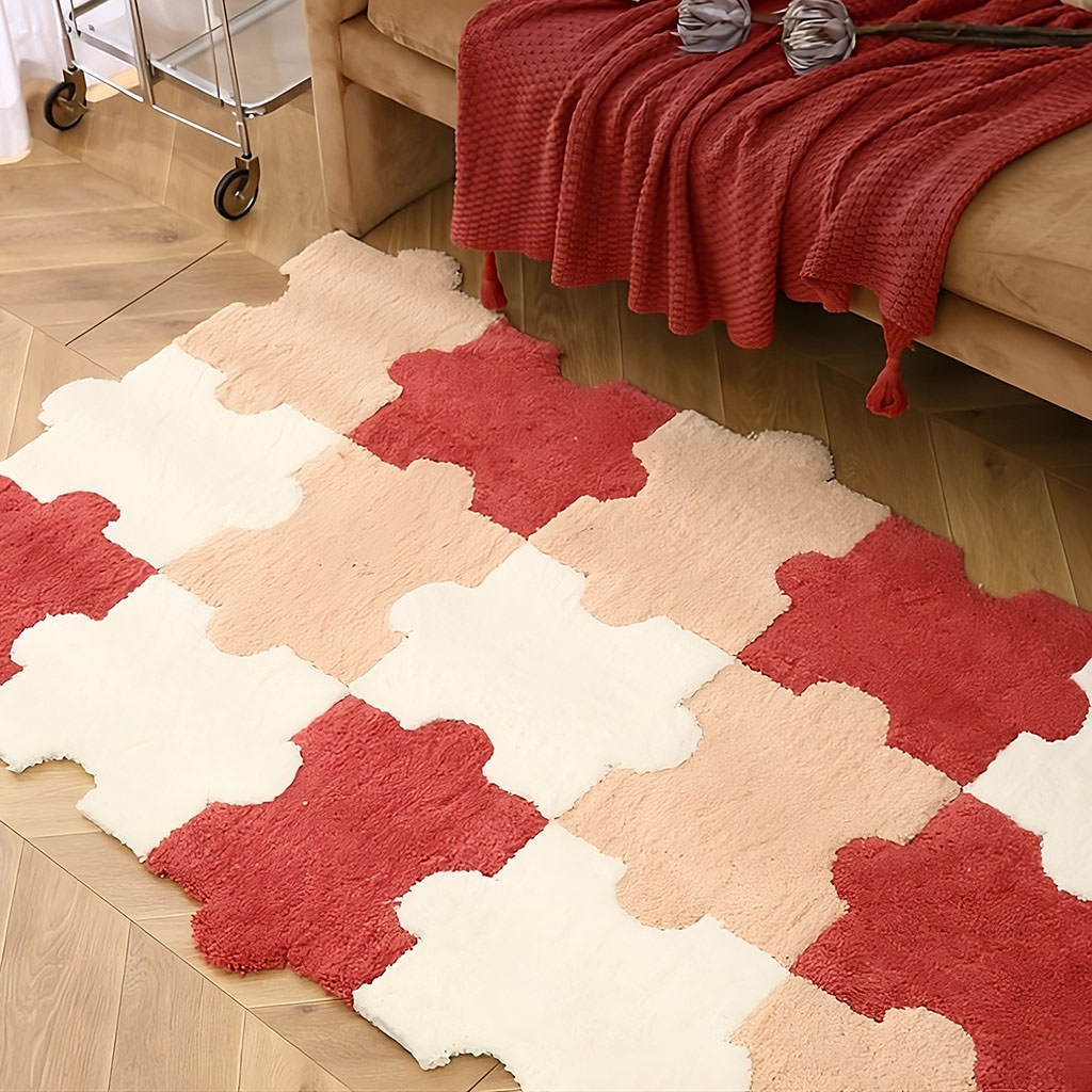 Tufted Puzzle Assembly Rug — Soft Accent Rug for Bedroom Layering — Lifestyle 4