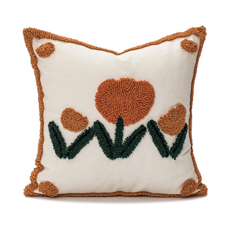 Tulip Tufted Cushion Cover — Soft Textured Pillow for Bedroom Layering — Front view