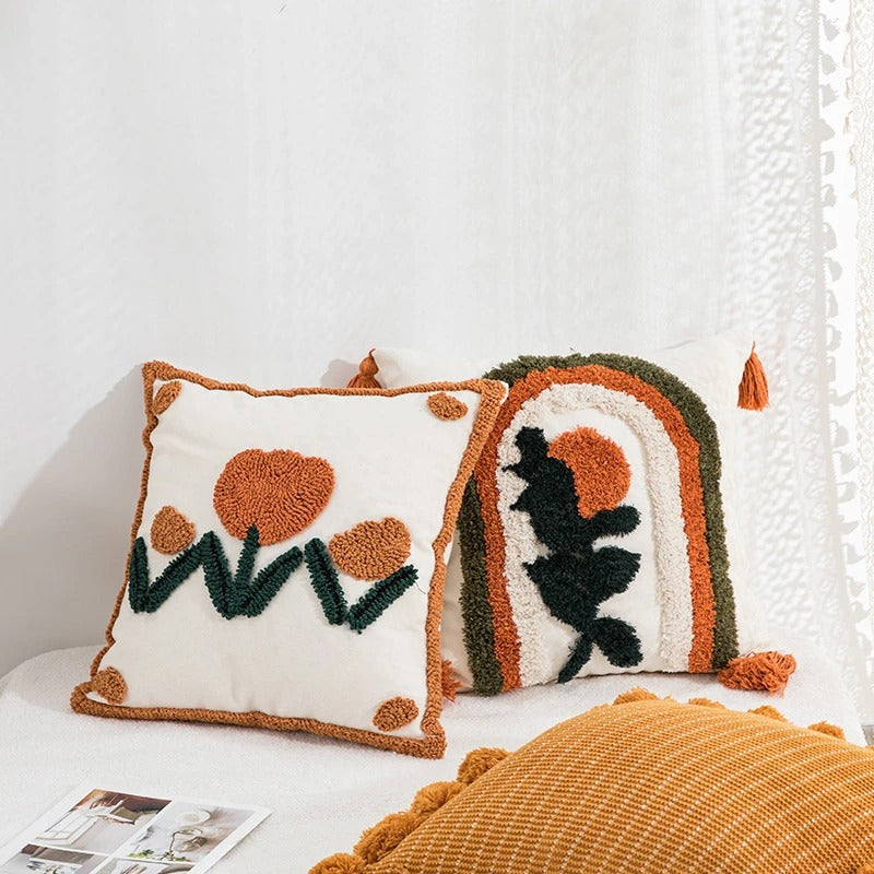 Tulip Tufted Cushion Cover — Soft Textured Pillow for Bedroom Layering — Lifestyle 1
