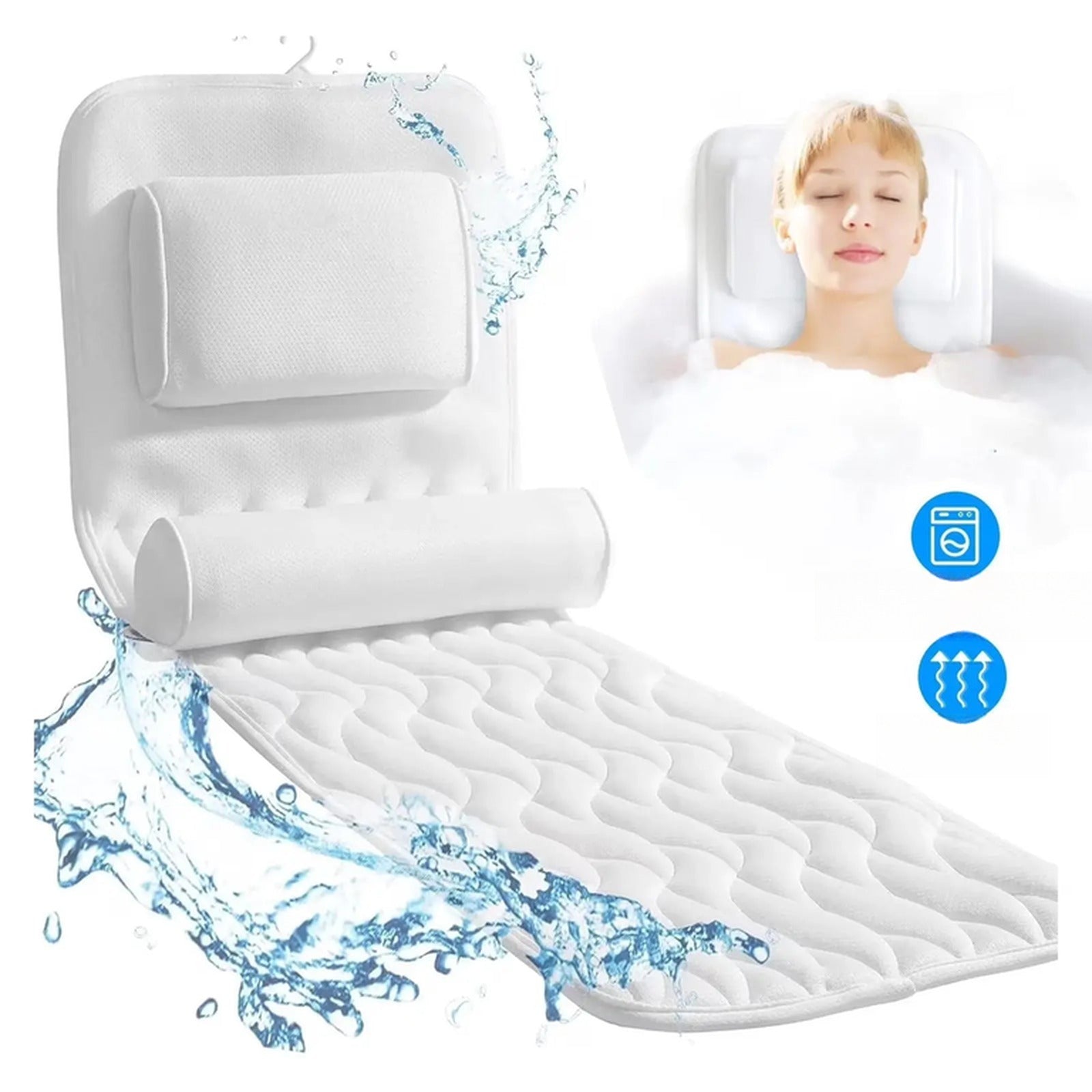 Luxurious Bath Pillow for Relaxation - Available in Dark Gray and White, 127x43x10cm Dimensions