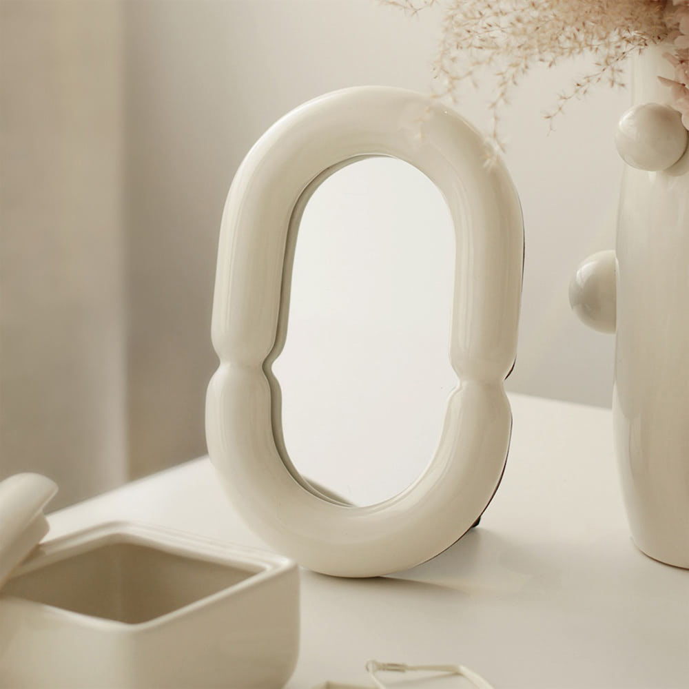 Vanilla Girl Ceramic Makeup Mirror — Considered Home Styling — Front view