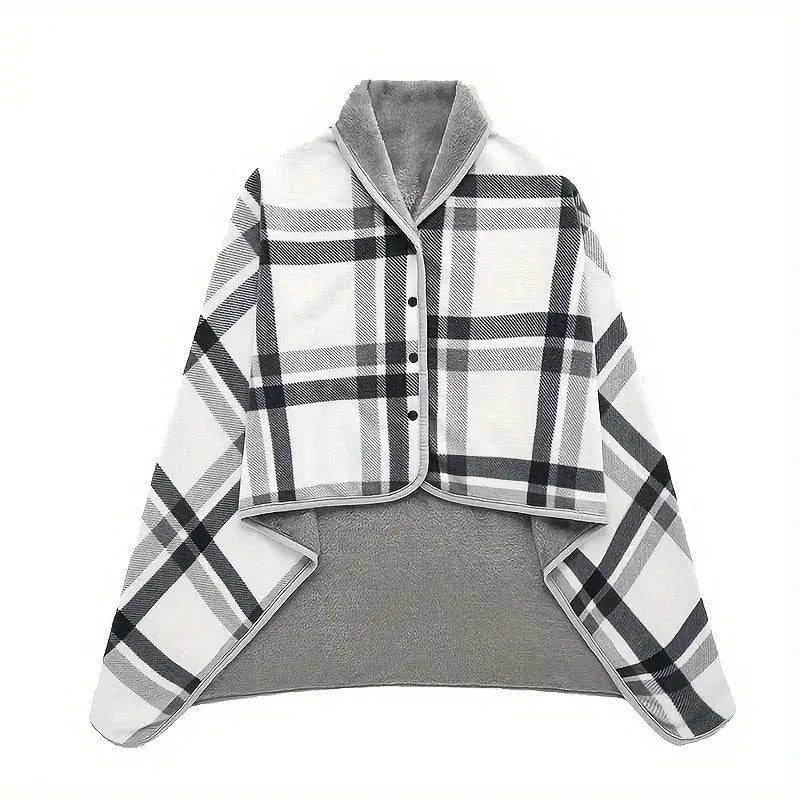 Wearable Fleece Plaid Blanket for Comfort and Warmth - Available in Multiple Colours and Sizes — Lifestyle 7