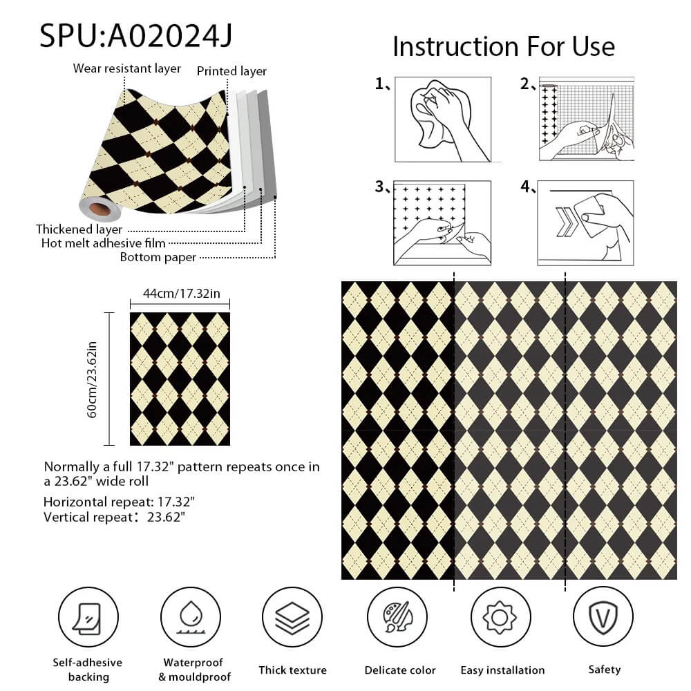 Vintage Argyle Pattern Removable Wallpaper — Considered Home Styling — Lifestyle 4