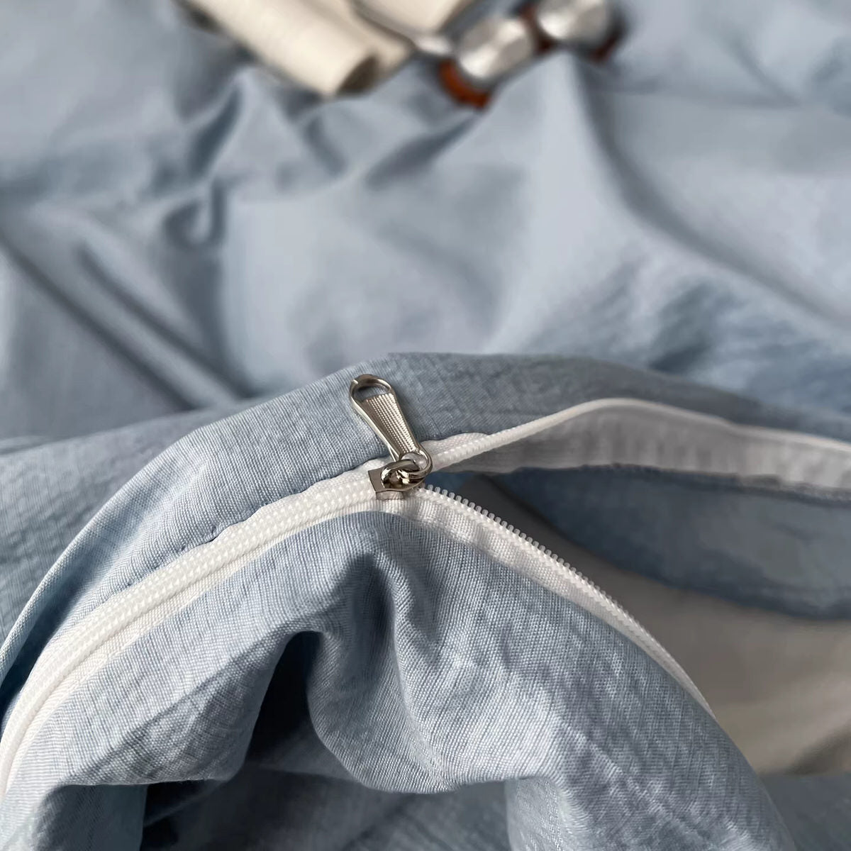 Ditsy Floral & Sky Blue Bedding Set — Washed-Texture Duvet Cover for a Layered Bedroom — Lifestyle 3