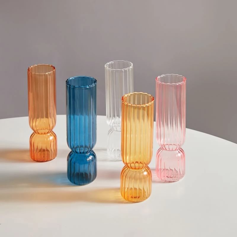 Vintage Striped Glass Vase — Decorative Vase for Considered Styling — Front view