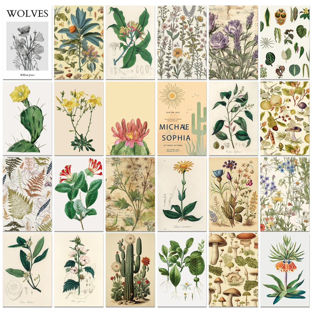 Vintage Herbal Wall Collage Cards Kit — Considered Home Styling — Lifestyle 1