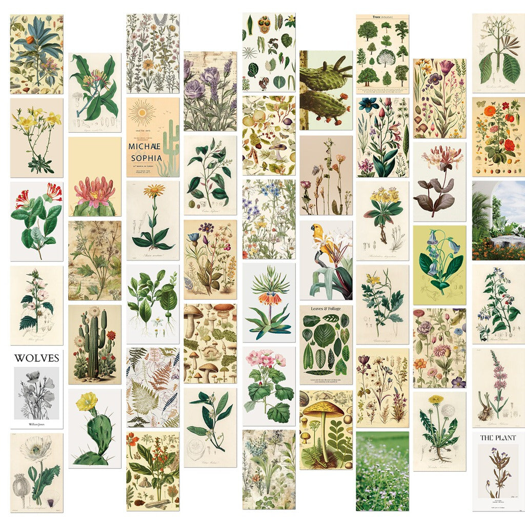 Vintage Herbal Wall Collage Cards Kit — Considered Home Styling — Front view