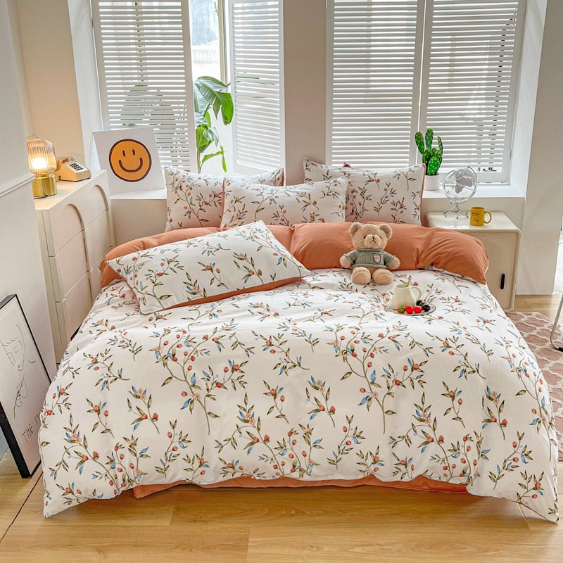 Vintage Red Berries Print Bedding Set — Soft-Touch Cotton Duvet & Pillowcases — Lifestyle 6