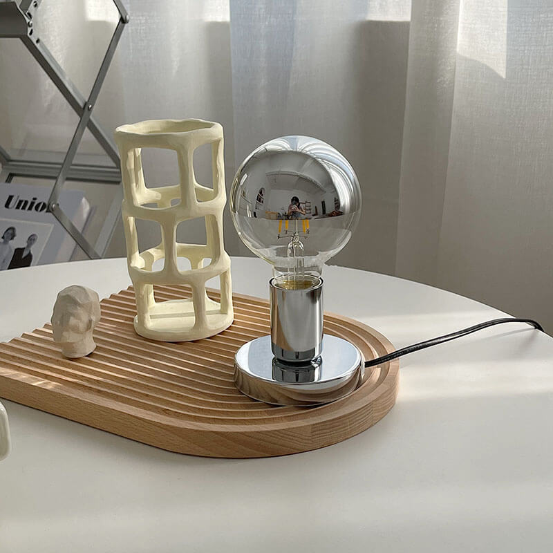 Retro Silver Gloss Table Lamp — Warm LED Mood Lighting for Bedside — Lifestyle 5