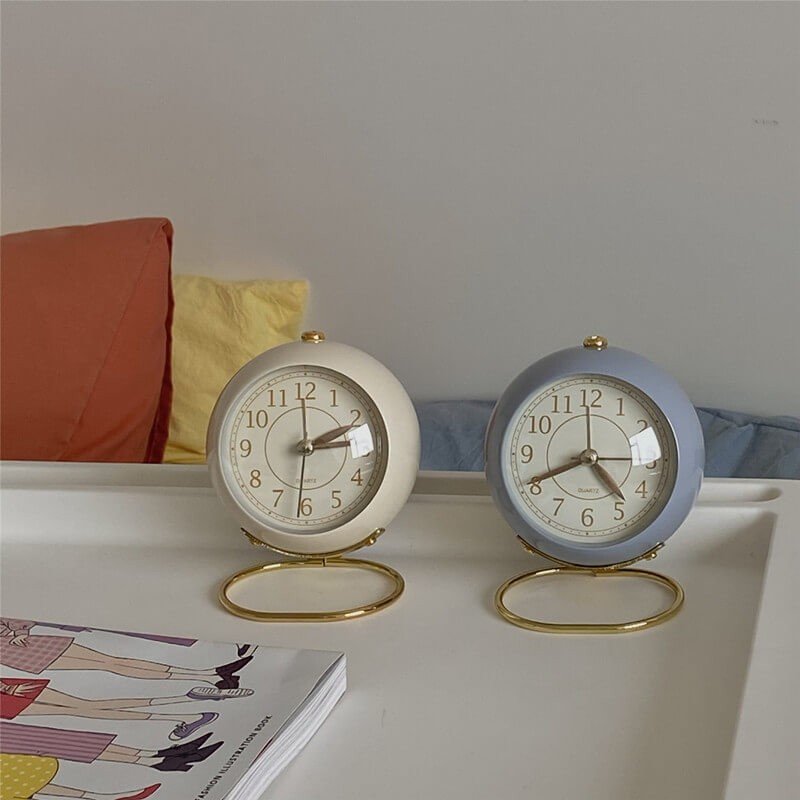 Vintage Round Table Alarm Clock — Considered Home Styling — Detail