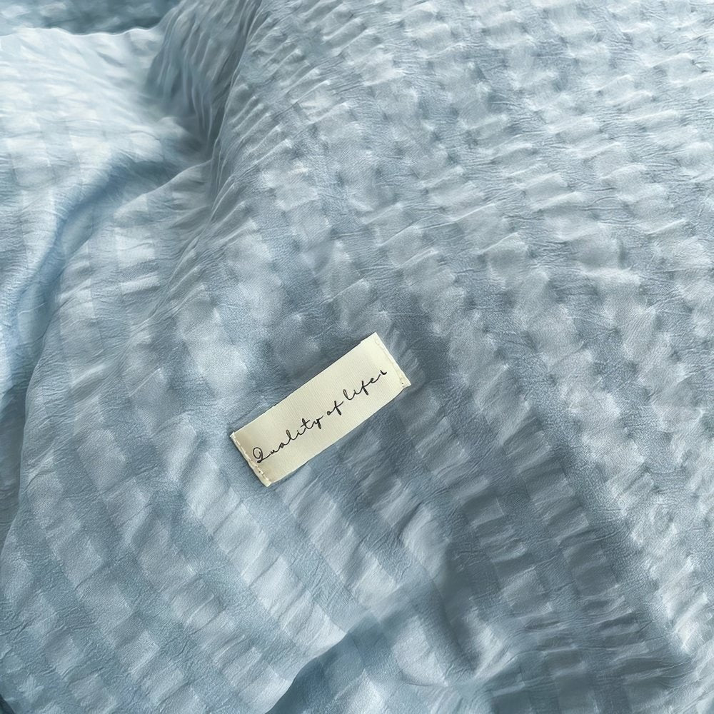 Waffle Striped Duvet Cover Bedding Set — Lifestyle 7