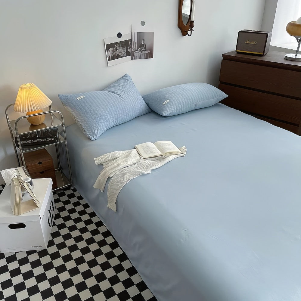 Waffle Striped Duvet Cover Bedding Set — Lifestyle 4
