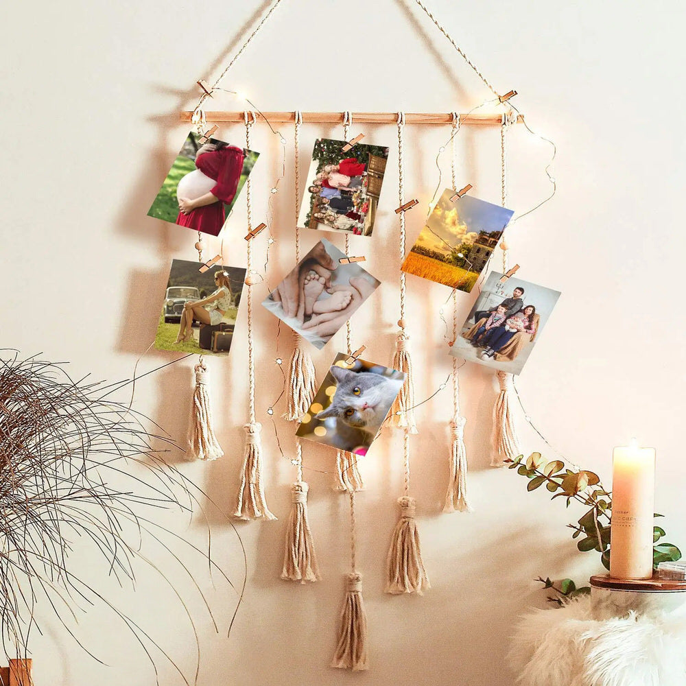 Macrame Wall Hanging Photo Display — Considered Home Styling — Front view