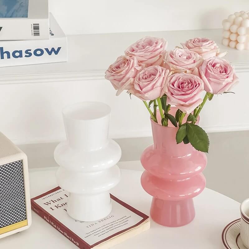 Wavy Glass Flower Vase — Decorative Vase for Considered Styling — Front view