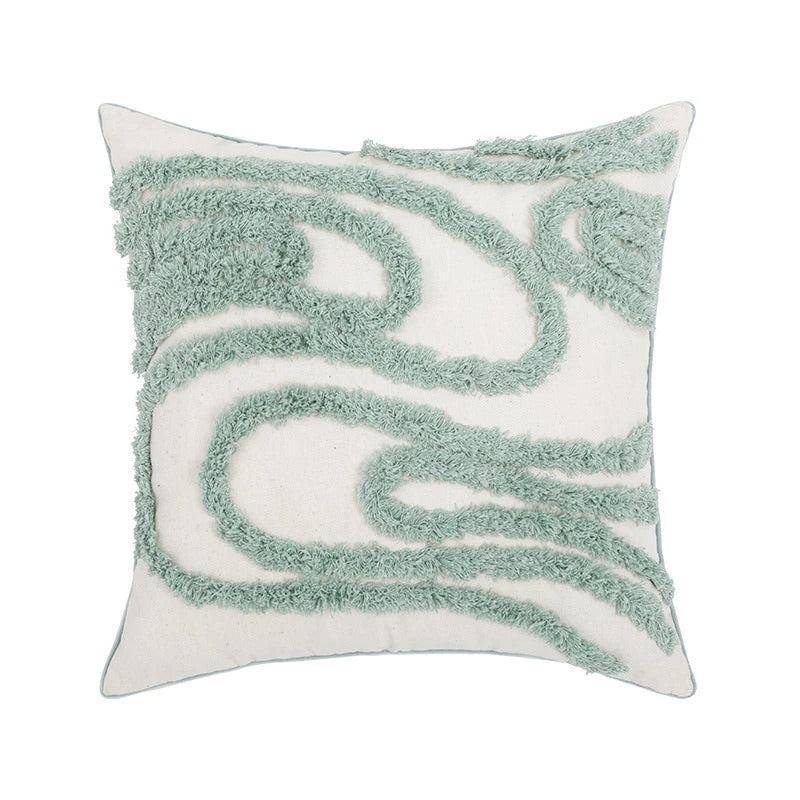 Wavy Tufted Cushion Cover — Soft Textured Pillow for Bedroom Layering — Front view