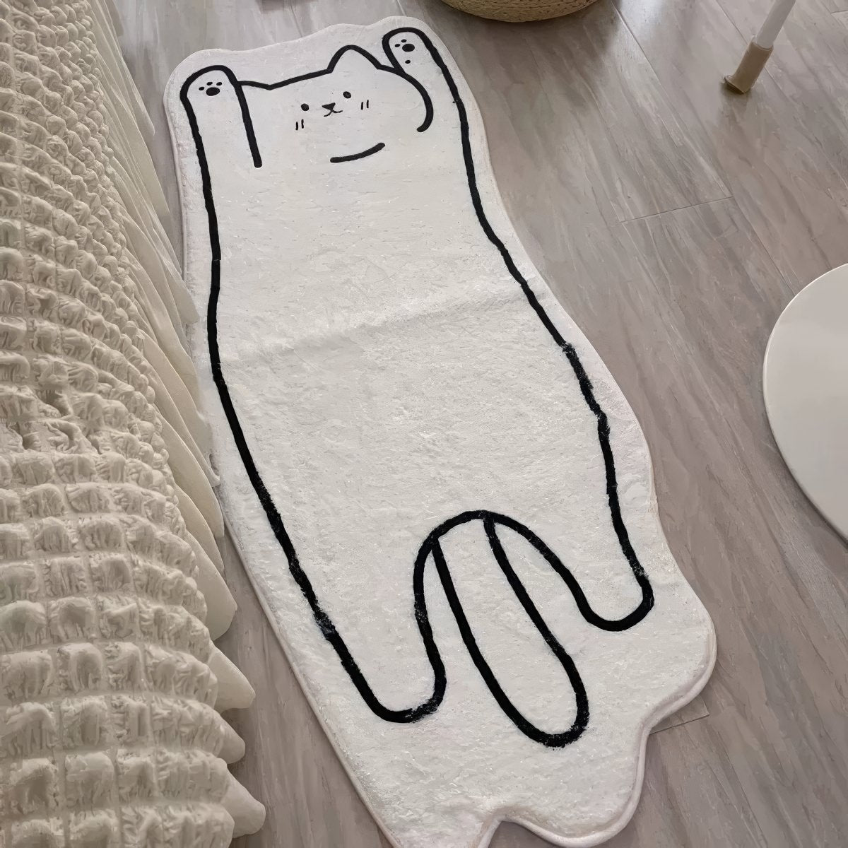 Simple Cat Accent Bedside Rug — Soft Accent Rug for Bedroom Layering — Lifestyle 1