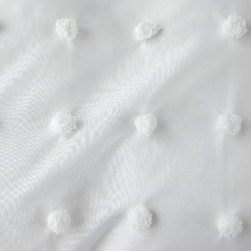 White Pom Pom Bedding Set — Soft-Touch Cotton Duvet & Pillowcases — Lifestyle 4