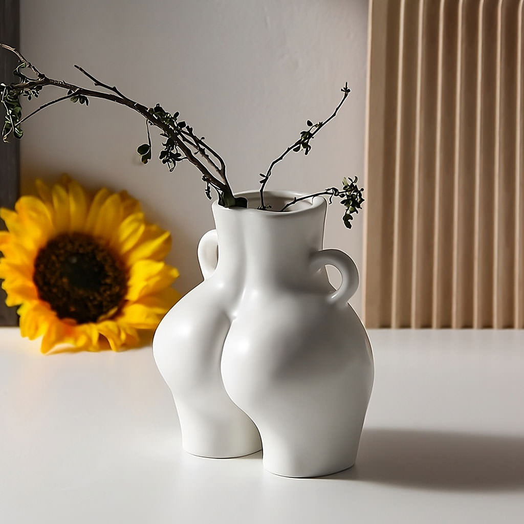 Wide Hips Ceramic Vase — Decorative Vase for Considered Styling — Lifestyle 3