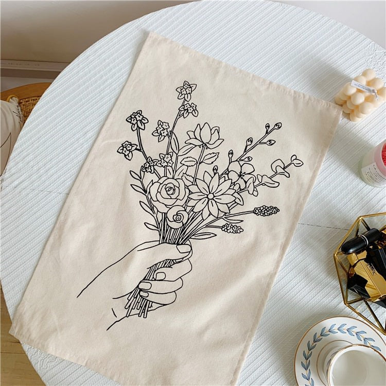 Outline Wild Flowers Mini Tapestry — Considered Home Styling — Lifestyle 1
