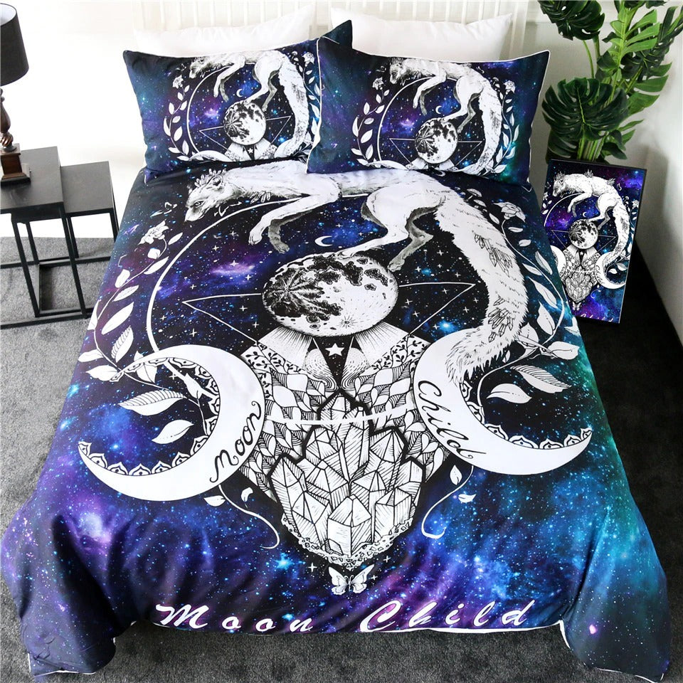 Moon Child Bedding Set — Soft-Touch Cotton Duvet & Pillowcases — Lifestyle 3