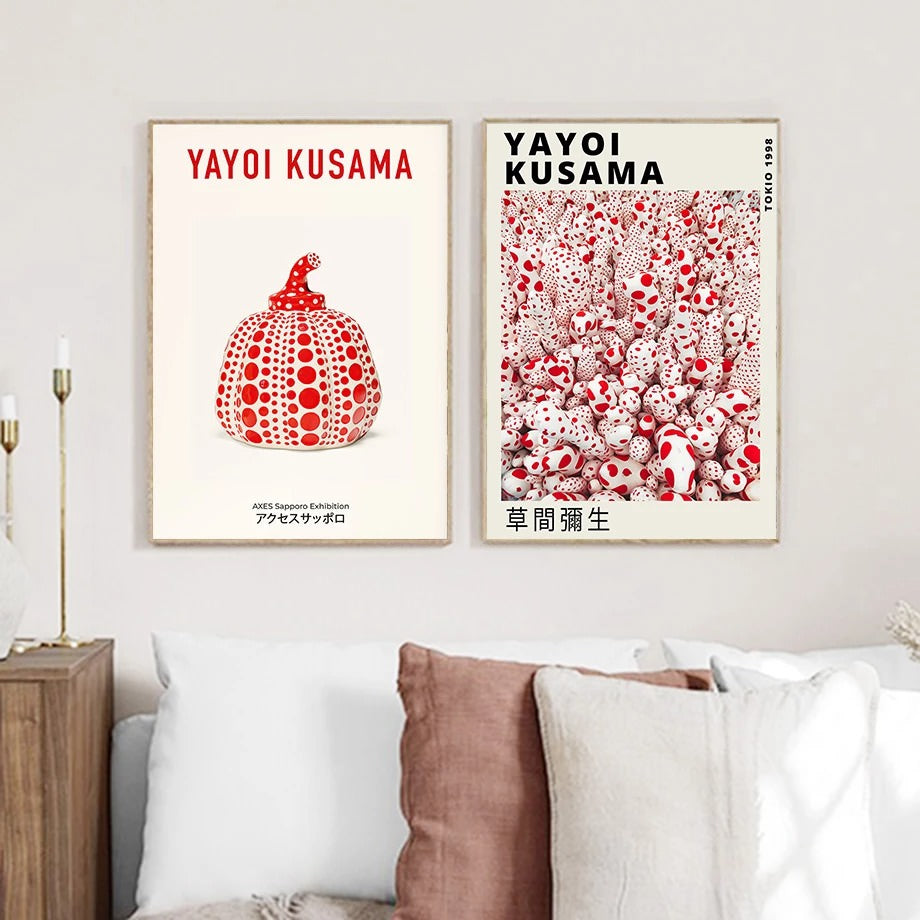 Black & Red Dotted Art Gallery Wall Canvas Posters — Considered Home Styling — Lifestyle 1
