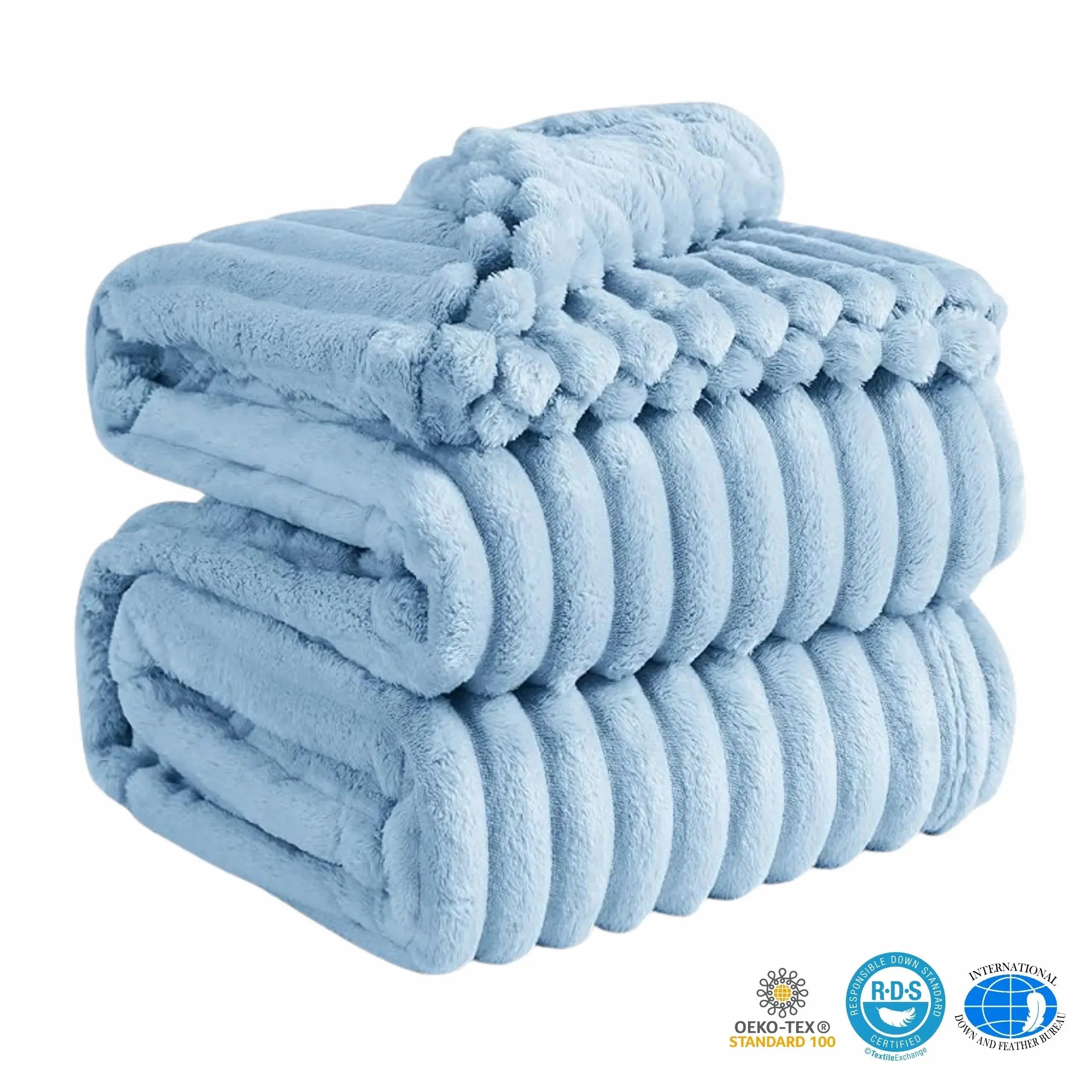 Faux Rabbit Fur Throw Blanket in Light Grey, Milky White, Khaki, or Pink – Available in Single, Double, Queen, and King Sizes