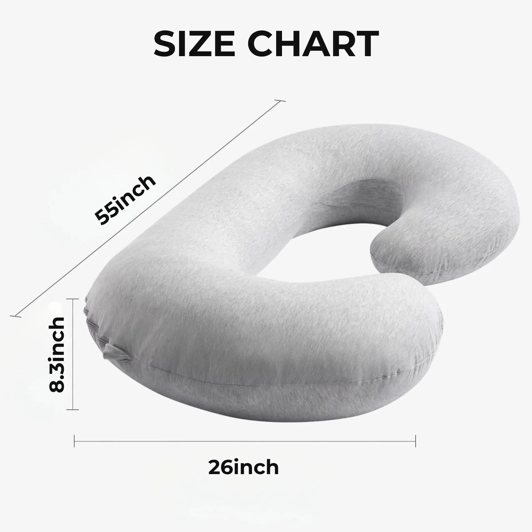 C-Shaped Body Pillow for Sleep and Recovery – Available in Grey, Black, Purple, Blue; Sizes 28x55" and 31x59 — Lifestyle 5