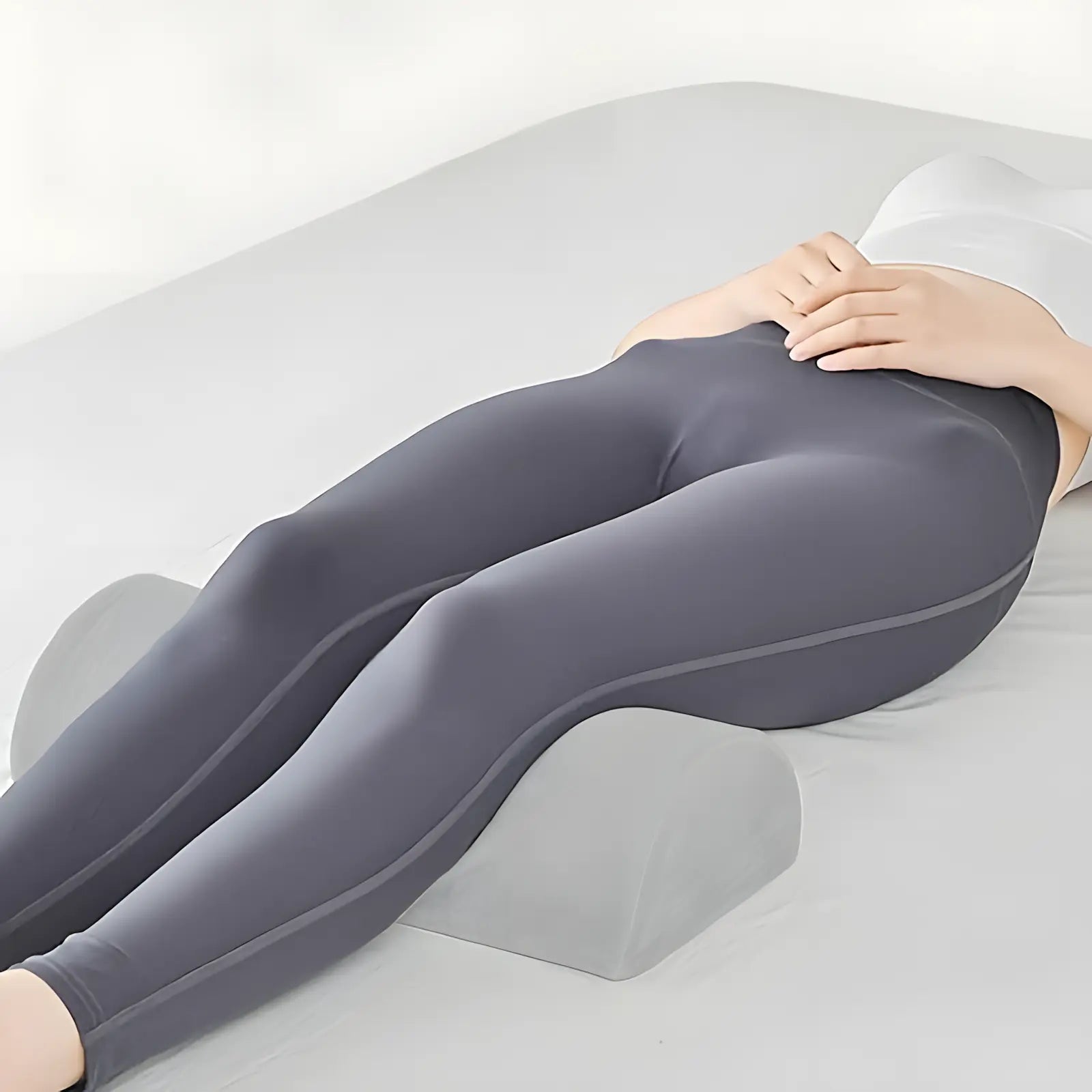 Large Half Moon Leg Elevation Pillow for Supportive Sleep – Available in Black, Dark Gray, and Light Gray — Lifestyle 8