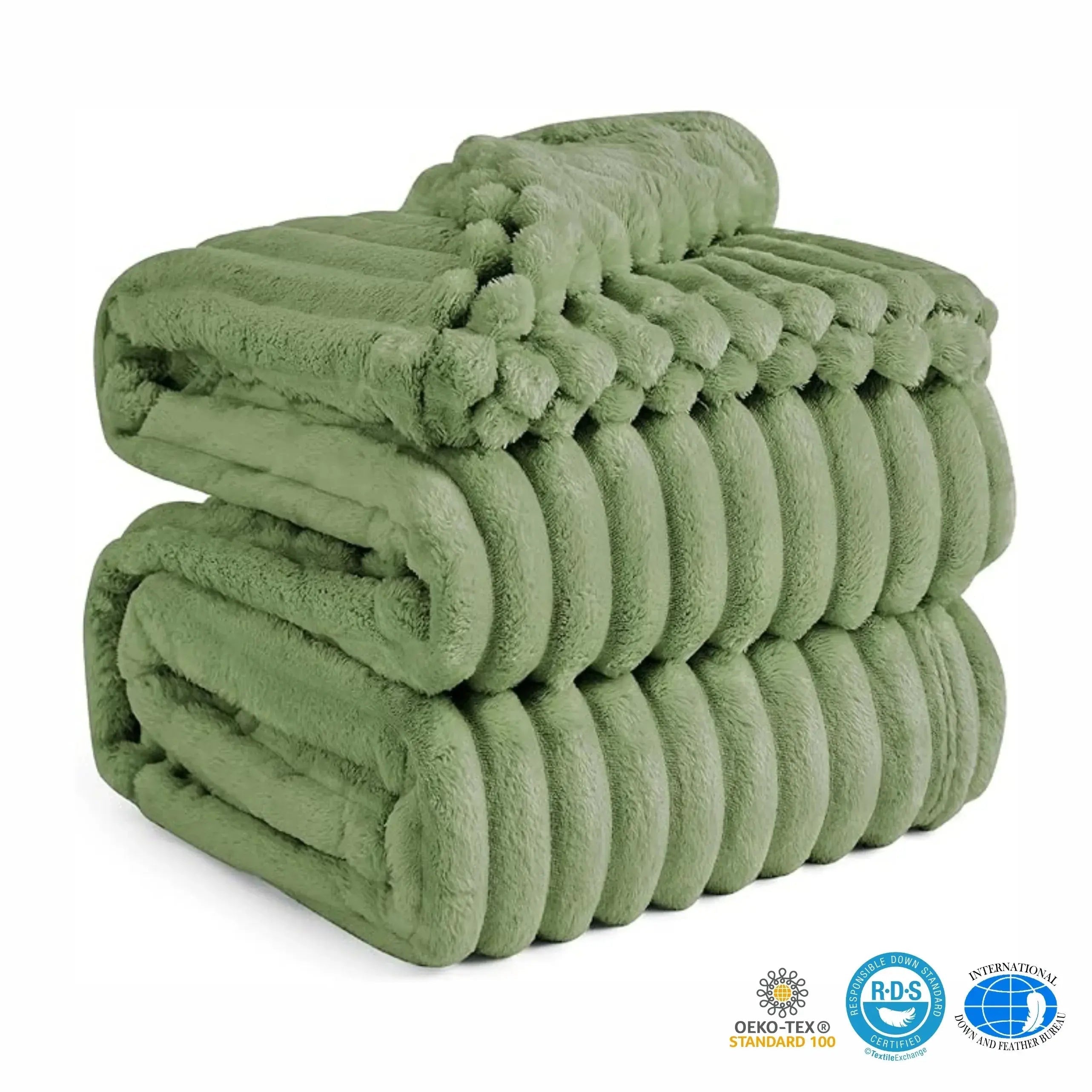 Faux Rabbit Fur Throw Blanket in Light Grey, Milky White, Khaki, or Pink – Available in Single, Double, Queen, and King Sizes