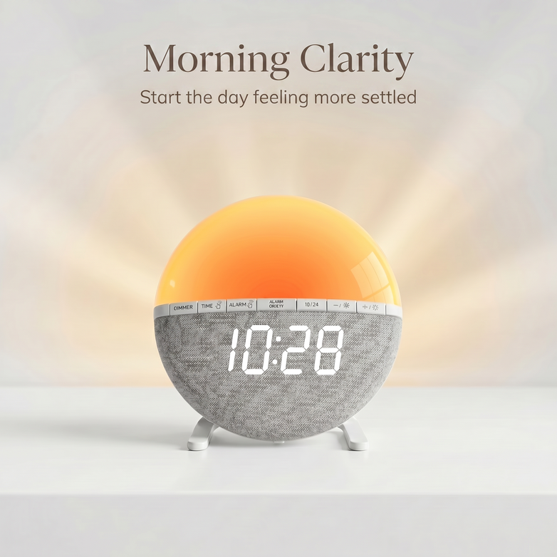 Sunrise Alarm Clock — Wake Up Light with Soothing Sounds & Mood Lighting