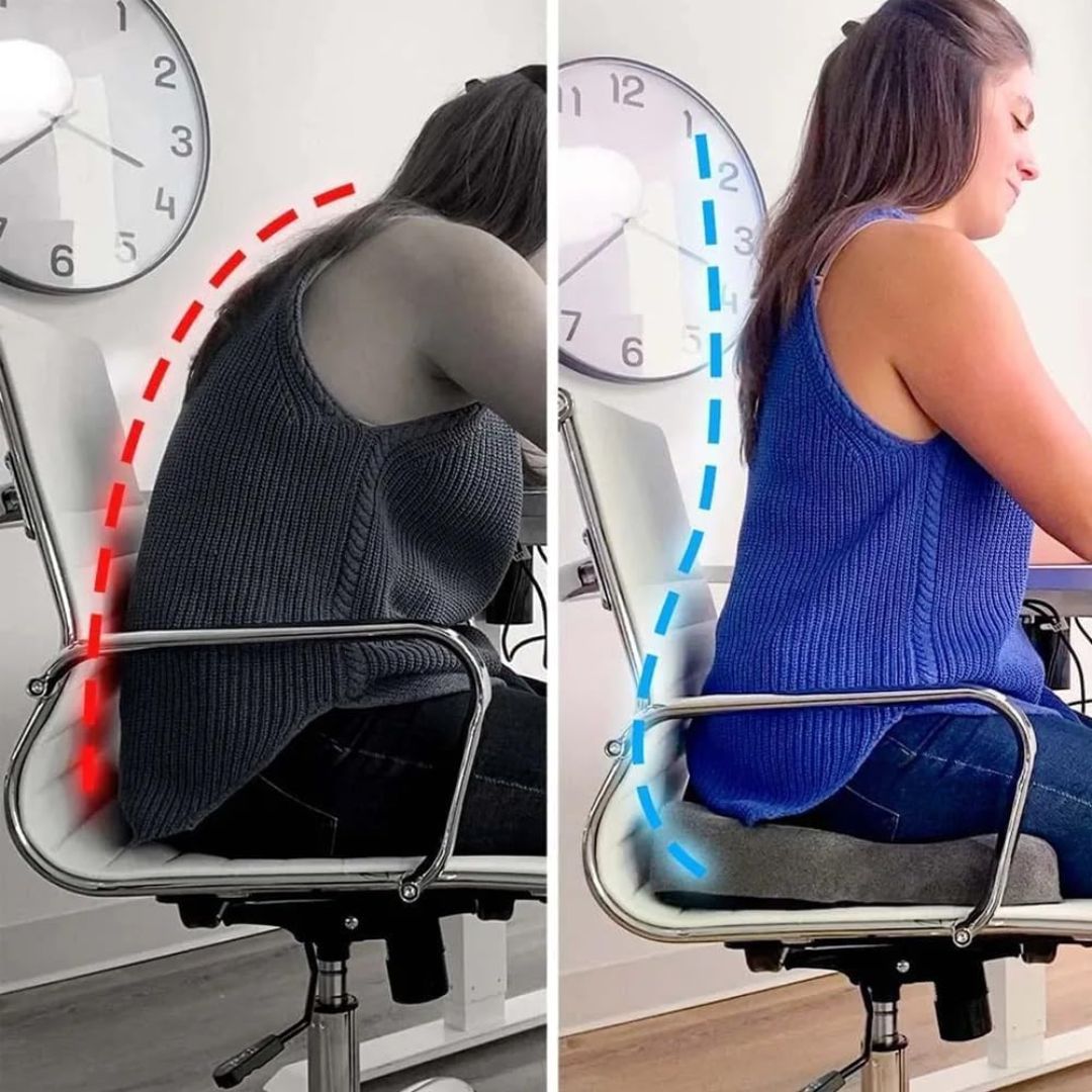 Ergonomic Adjustable Memory Foam Sit Bone Relief Seat Cushion for All-Day Comfort and Support