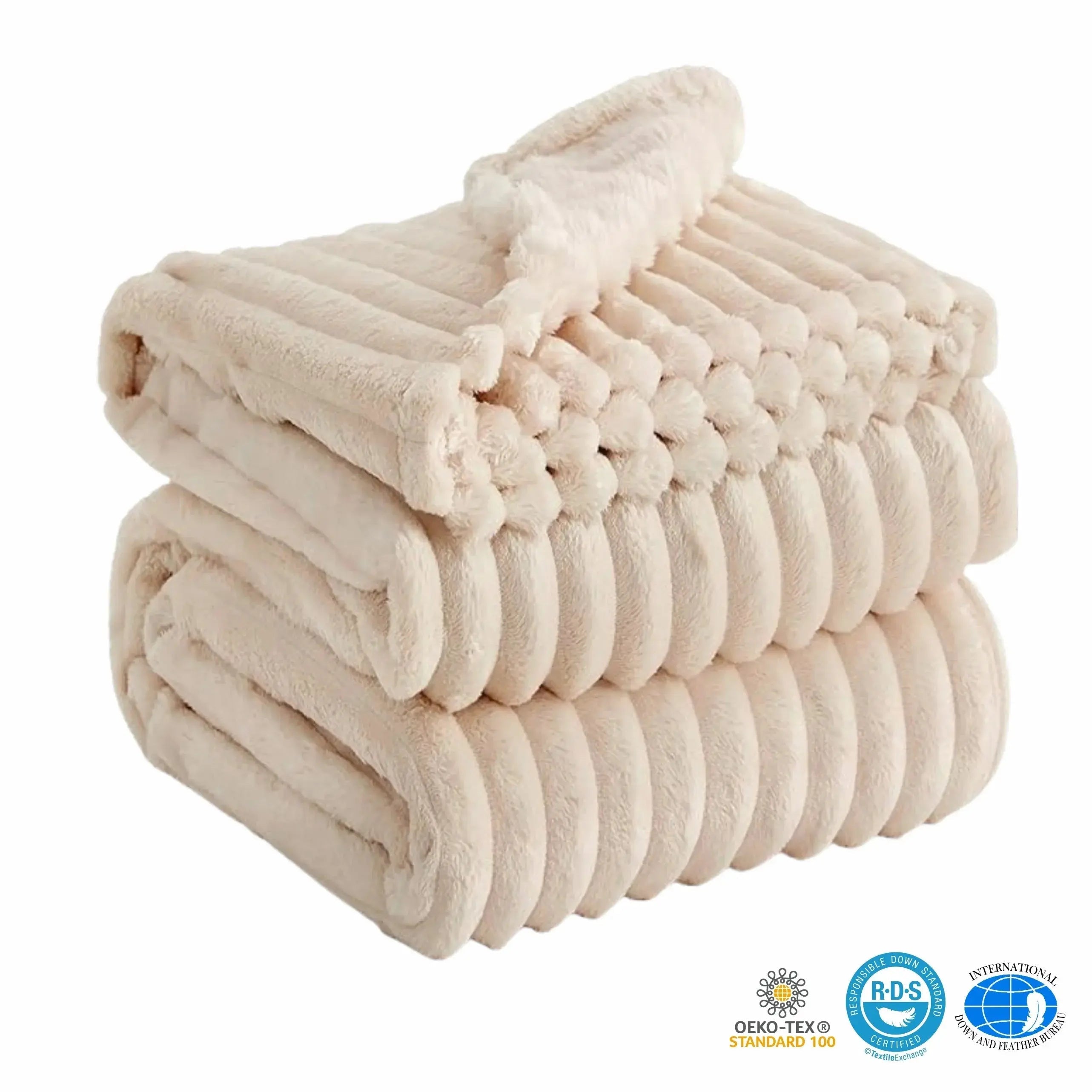 Faux Rabbit Fur Throw Blanket in Light Grey, Milky White, Khaki, or Pink – Available in Single, Double, Queen, and King Sizes